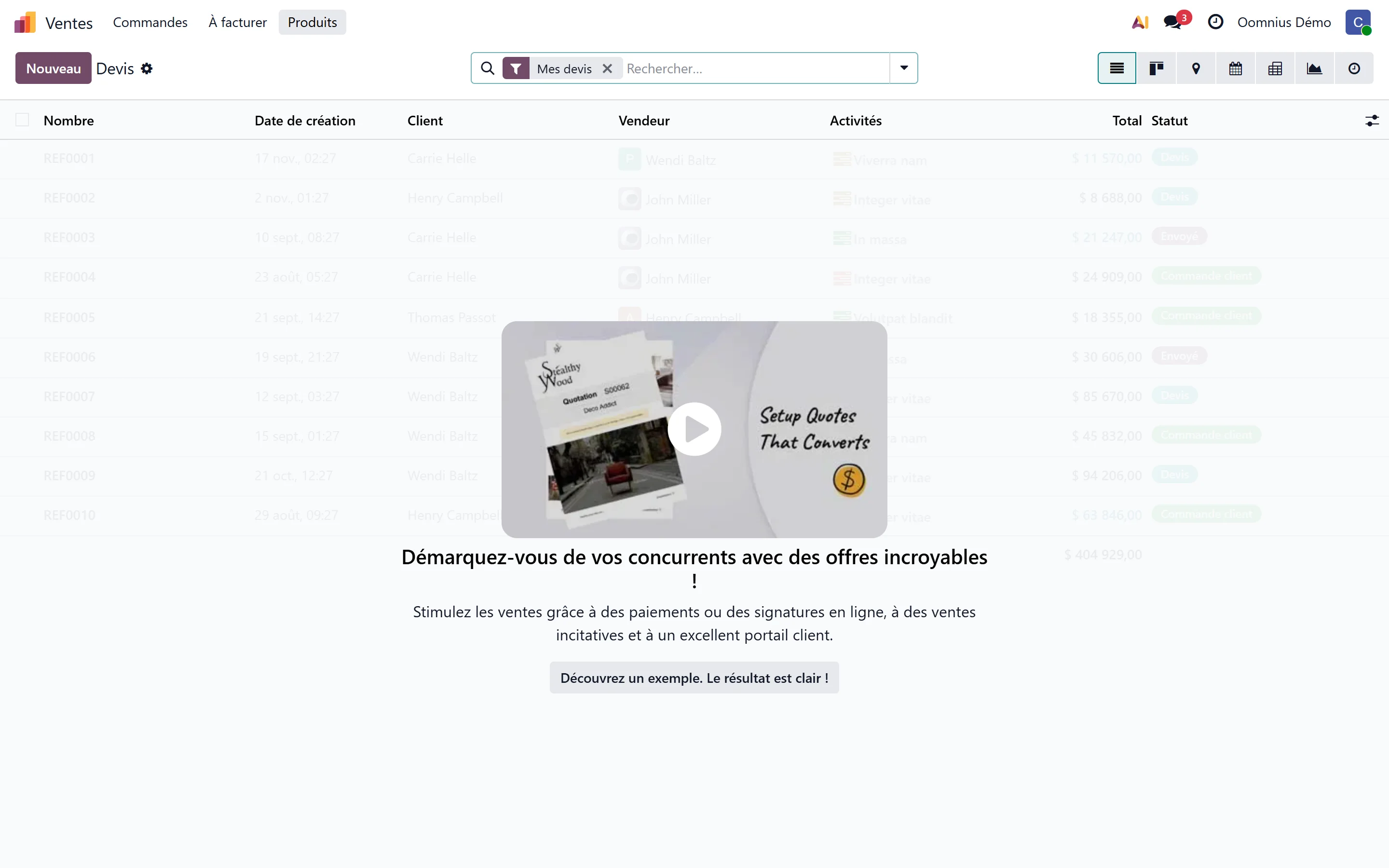 Ouvrez le menu Produits.