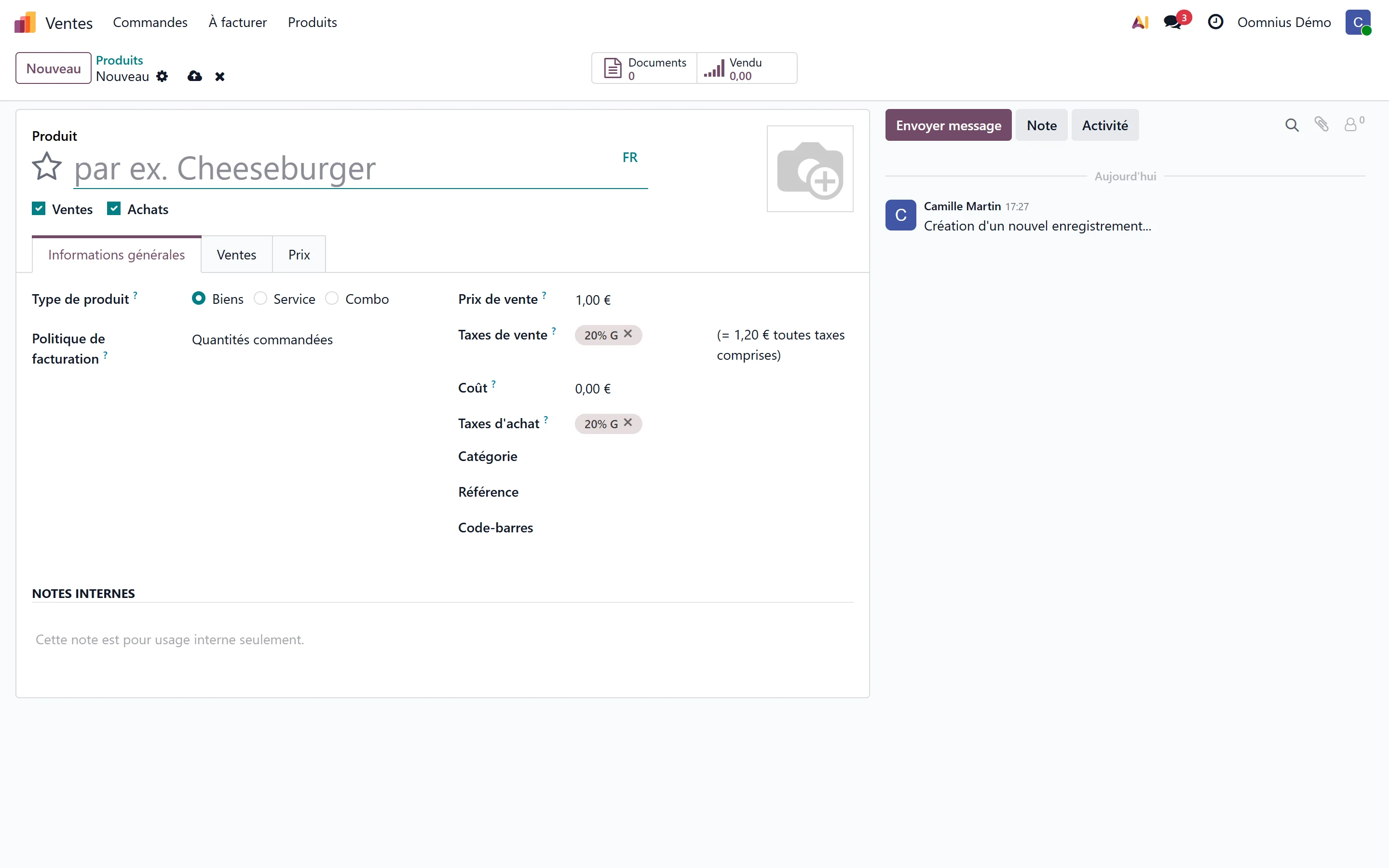Saisissez le nom du produit, tel que vos clients le liront sur leurs devis et factures.